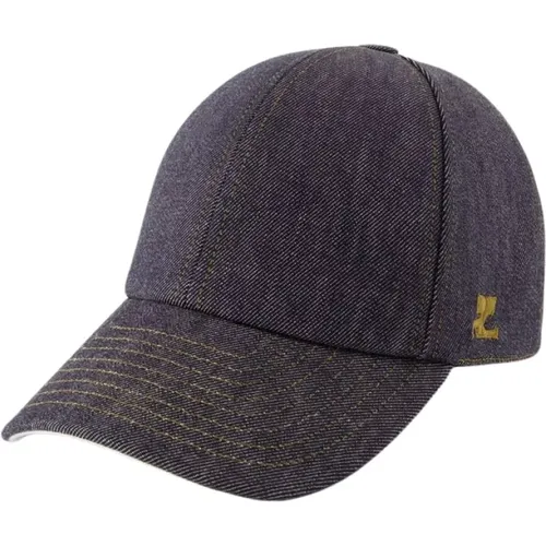 Caps, male, , Size: ONE SIZE Grey Denim Cap - Cotton - Vietnam - Courrèges - Modalova