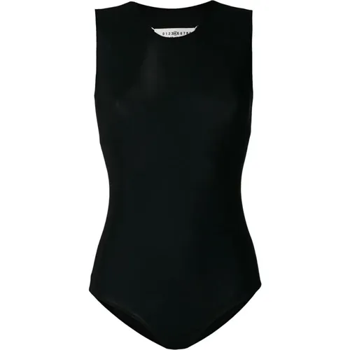 Schwarzer ärmelloser Strick-Bodysuit , Damen, Größe: M - Maison Margiela - Modalova