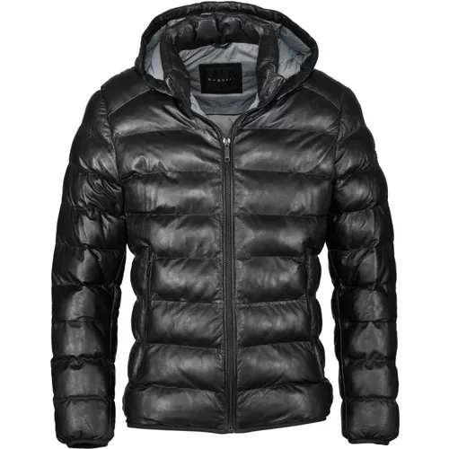 Stilvolle Lederjacke mit Logo-Applikation , Herren, Größe: 2XL - Bugatti - Modalova