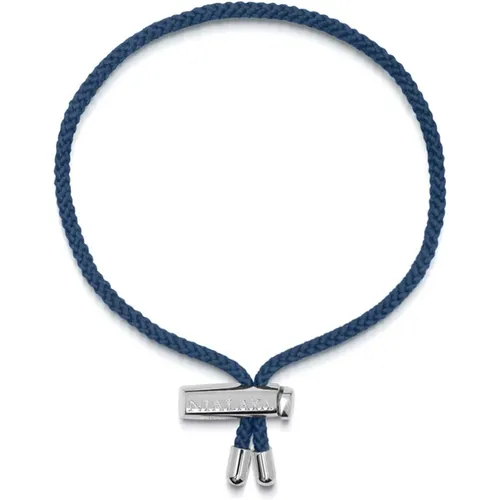 Mens Navy Blue String Bracelet with Adjustable Silver Lock , male, Sizes: ONE SIZE - Nialaya - Modalova