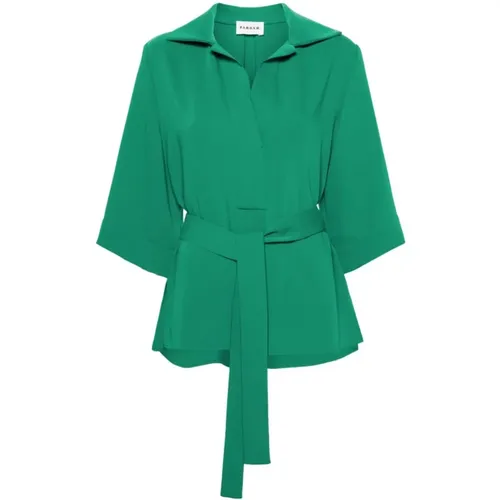 Stilvolle Grüne Bluse mit Asymmetrischem Verschluss - P.a.r.o.s.h. - Modalova