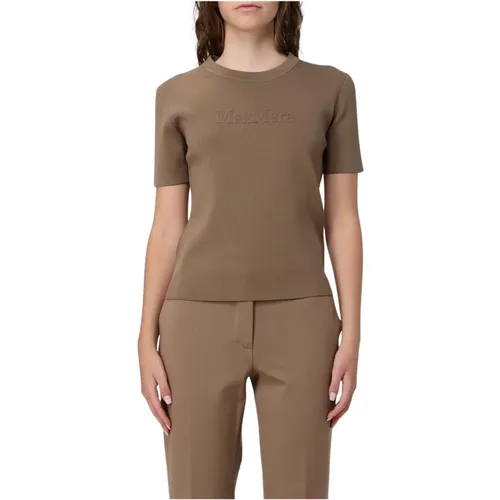 T-Shirts, female, , Size: L Classic Short Sleeve Crewneck Knit Top - Max Mara - Modalova