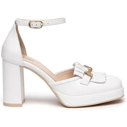 Weiße Knöchelriemen High Heels , Damen, Größe: 35 EU - Nerogiardini - Modalova