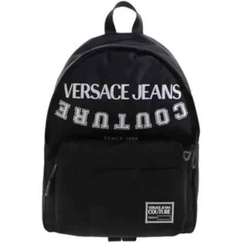 Backpacks, male, , Size: ONE SIZE Large Men`s Backpack with Embroidered Contrast Logo - Versace Jeans Couture - Modalova