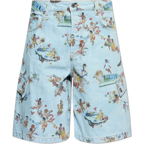 Casual Shorts, male, , Size: W31 Floral Print Cargo Shorts - Off White - Modalova