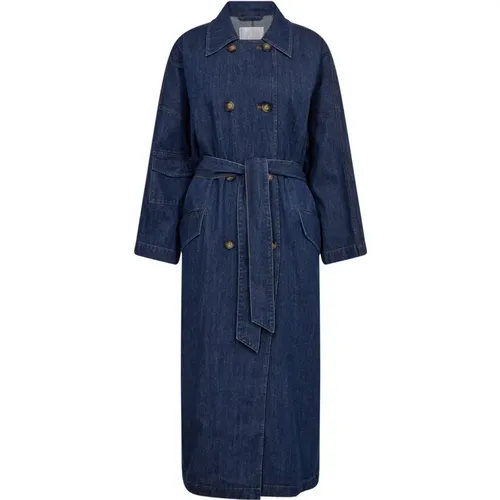 Denim Trenchcoat with Wide Collar , female, Sizes: XS, XL - Co'Couture - Modalova