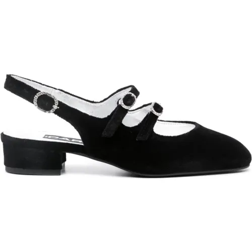 Velvet Mary Janes with Crystal Embellishment , female, Sizes: 3 UK - Carel - Modalova