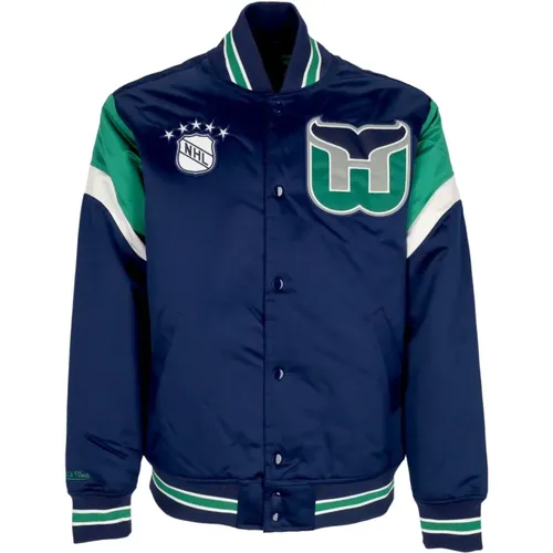 Bomber Jackets, male, , Size: M NHL Heavyweight Bomber Jacket Whalers - Mitchell & Ness - Modalova