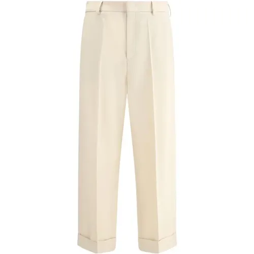 Straight Trousers, male, , Size: S Wide-Leg Wool Pants with Pockets - Valentino - Modalova