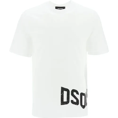 Slouchy Logo Print T-Shirt , Herren, Größe: M - Dsquared2 - Modalova