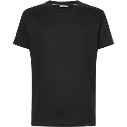 Organisches Baumwoll-Logo-Tape-T-Shirt , Herren, Größe: S - Calvin Klein - Modalova