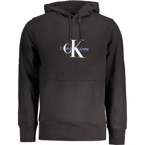 Schwarzer Kapuzenpullover aus Baumwolle mit Logodruck , Herren, Größe: 2XL - Calvin Klein - Modalova