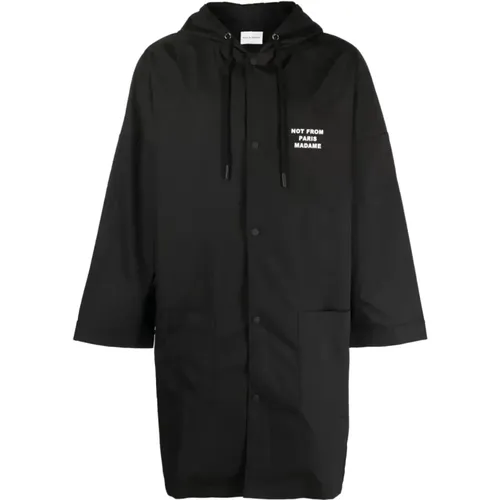 Parkas, male, , Size: M Printed Hooded Parka with Slogan - Drole de Monsieur - Modalova