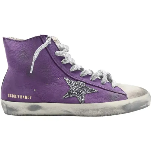 Violet Glitter Sneakers - High Top , female, Sizes: 6 UK - Golden Goose - Modalova