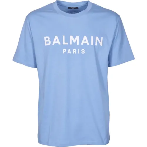 Logo Print Crew-neck T-shirt , male, Sizes: S, XL, M - Balmain - Modalova