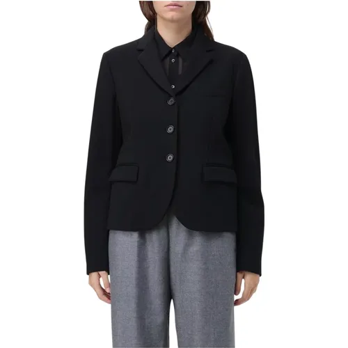 Blazers, female, , Size: S Cropped Wool Blazer - Aspesi - Modalova