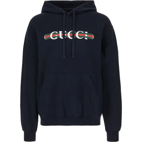 Hoodies, male, , Size: S Printed Cotton Jersey Hooded Sweatshirt - Gucci - Modalova