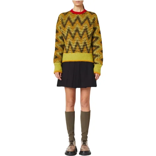 Chevron Jacquard Strickpullover , Damen, Größe: S - PLAN C - Modalova