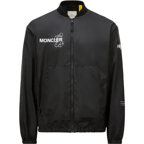 Bomber Jackets, male, , Size: L Genius Jackets with Ribbed Knit Zip Closure - Moncler - Modalova