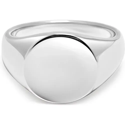Men's Circular Sterling Silver Signet Ring , Herren, Größe: 56 MM - Nialaya - Modalova