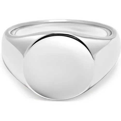 Mens Circular Sterling Silver Signet Ring , Herren, Größe: 56 MM - Nialaya - Modalova