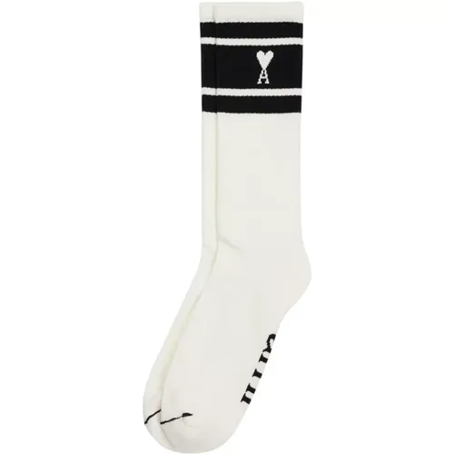 Striped Logo Intarsia Socks , male, Sizes: S - Ami Paris - Modalova