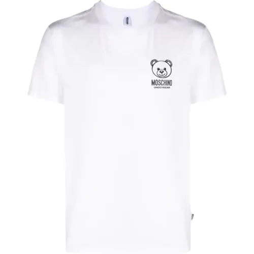 Weiße Teddybär-Logo-T-Shirt , Herren, Größe: L - Moschino - Modalova