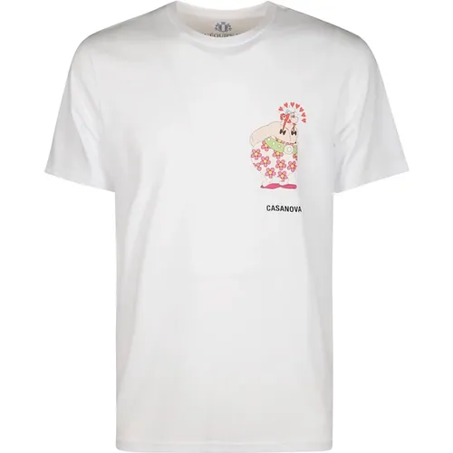 Halbärmeliges Baumwoll-T-Shirt mit Frontdruck , Herren, Größe: XL - Equipe 55 - Modalova