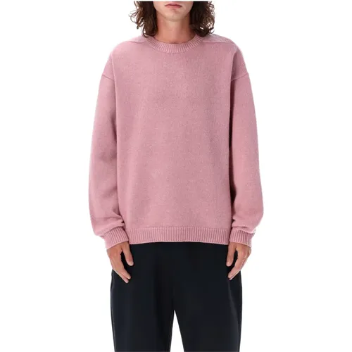 Rosa Lamswoll Rundhals Pullover Blossom , Herren, Größe: S - Studio Nicholson - Modalova