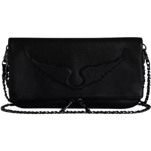 Cross Body Bags, female, , Size: ONE SIZE Leather Handbag with Embossed Wings - Zadig & Voltaire - Modalova