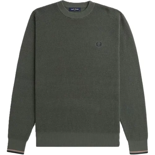 Grüner Waffle Stitch Pullover , Herren, Größe: 2XL - Fred Perry - Modalova