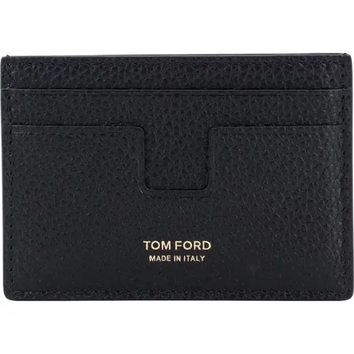 Schwarzes Lederportemonnaie mit Logodruck - Tom Ford - Modalova
