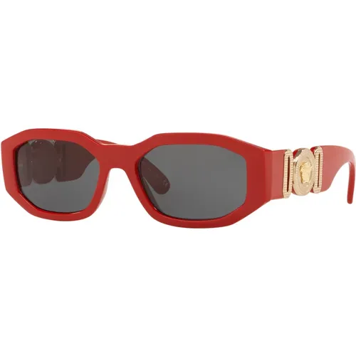 Rote/Graue Sonnenbrille THE Clans VE 4361 , unisex, Größe: 53 MM - Versace - Modalova