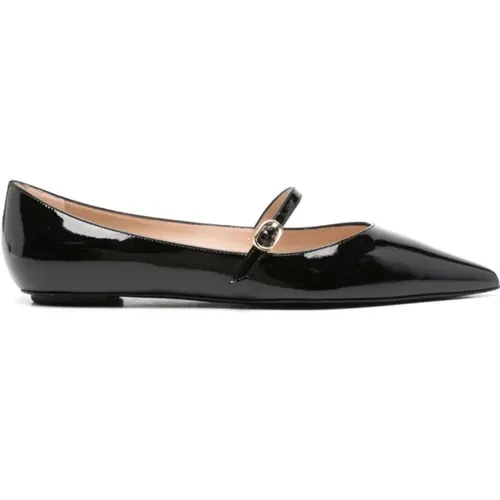 Schwarze flache Mary Janes Schuhe , Damen, Größe: 37 1/2 EU - Stuart Weitzman - Modalova