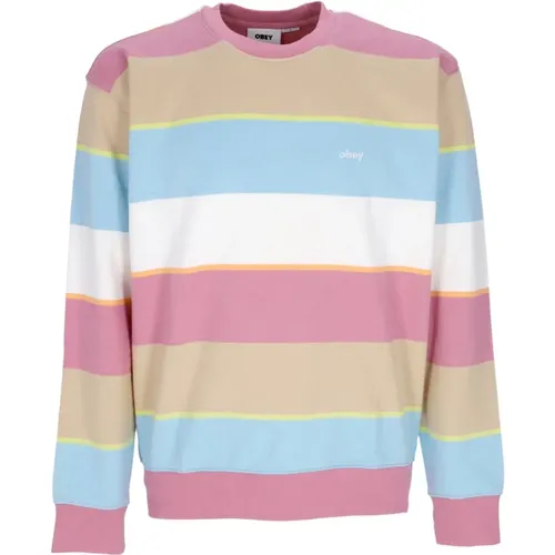 Sweatshirts, male, , Size: XL Vintage Stripe Crewneck Sweatshirt - Obey - Modalova