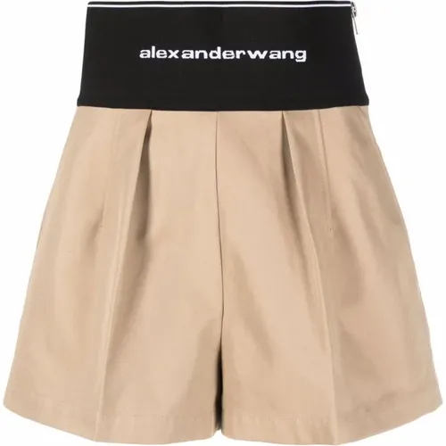 Safari Shorts mit Sichtbarem Reißverschluss und Logo-Elastik , Damen, Größe: XS - alexander wang - Modalova