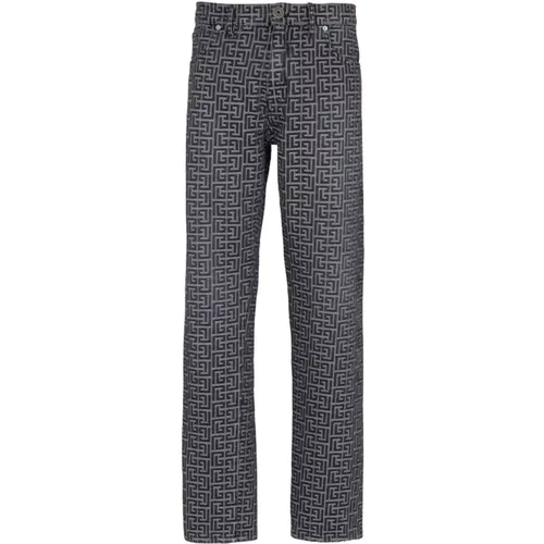 Monogrammed Jeans , male, Sizes: W32, W31 - Balmain - Modalova