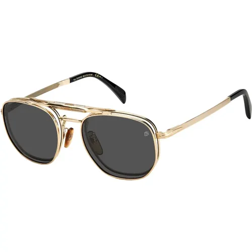 Gold Black/Grey Clip-On Sunglasses , male, Sizes: 52 MM - Eyewear by David Beckham - Modalova