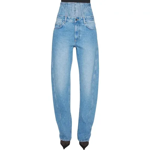 Loose-fit Jeans, female, , Size: W27 High-Waist Curved Seam Jeans - Mugler - Modalova