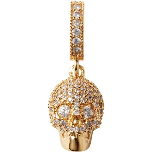 Gold Skull Pendant with Zirconia Crystals , female, Sizes: ONE SIZE - Crystal Haze - Modalova