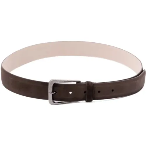 Belts, female, , Size: L Leather Belt Silver Buckle - BRUNELLO CUCINELLI - Modalova