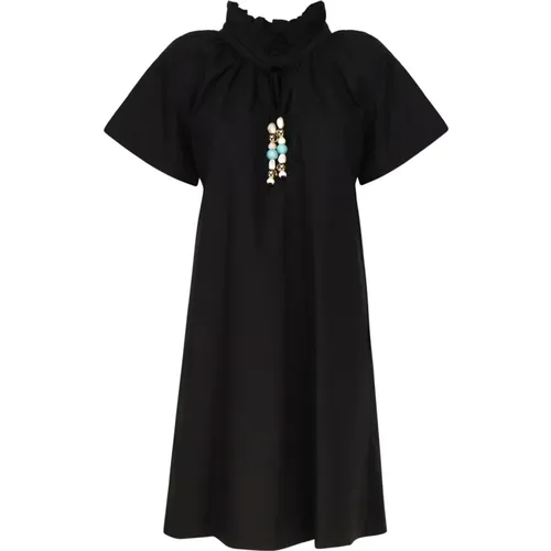 Cotton Poplin V-Neck Dress , female, Sizes: L, S - Mariuccia Milano - Modalova