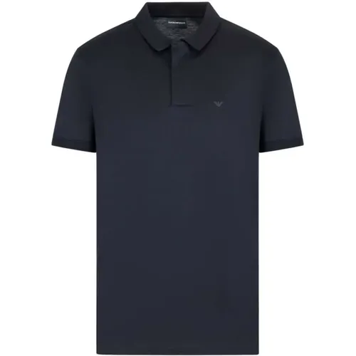 Navy Jersey Polo Shirt , Herren, Größe: XL - Emporio Armani - Modalova