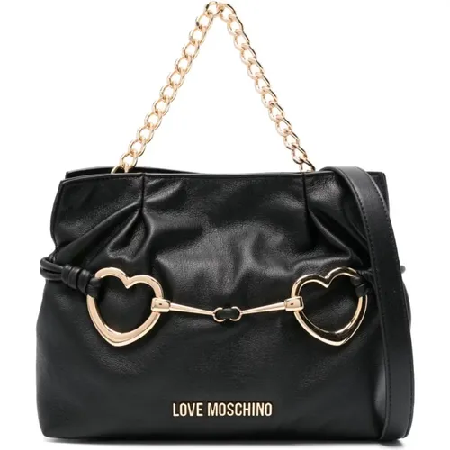 Handbags, female, , Size: ONE SIZE Chain-Link Shoulder Bag - Love Moschino - Modalova