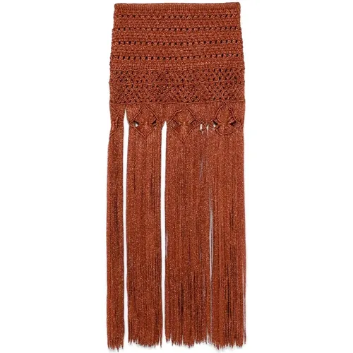 Maxi Skirts, female, , Size: M Rust Fringe Detailing Skirt - Alanui - Modalova