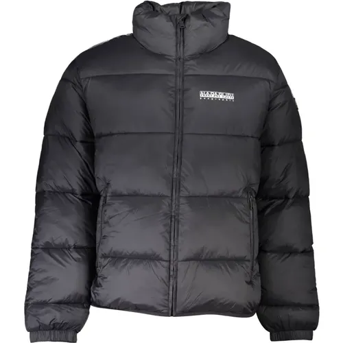 Schwarze Kapuzenjacke mit Taschen und Logo - Napapijri - Modalova