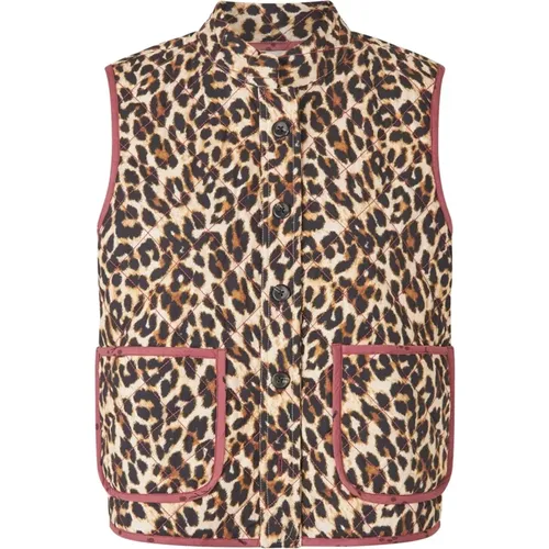 Vests, female, , Size: L Quilted Leopard Print Vest - Lollys Laundry - Modalova