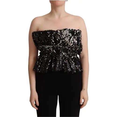 Sequin Strapless Top , female, Sizes: M - Aniye By - Modalova