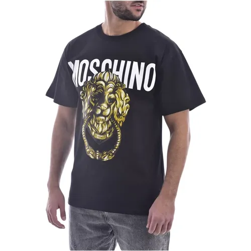 Baumwoll-T-Shirt mit Großem Logo - Klassisch - Moschino - Modalova