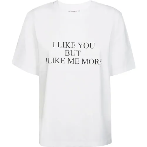 I Like Me More Slogan Tee , female, Sizes: L, M - Victoria Beckham - Modalova